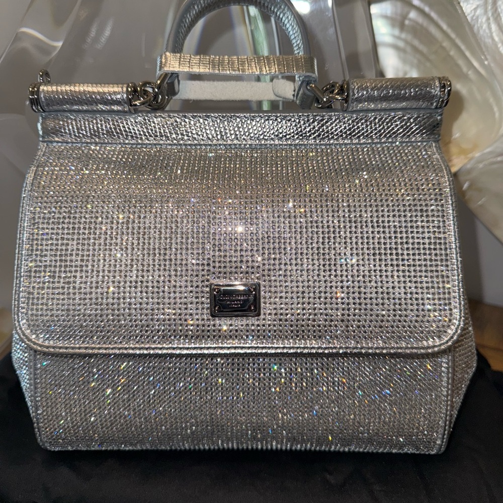 Dolce & Gabbana Small Sicily Bag with Crystals Rhinestones